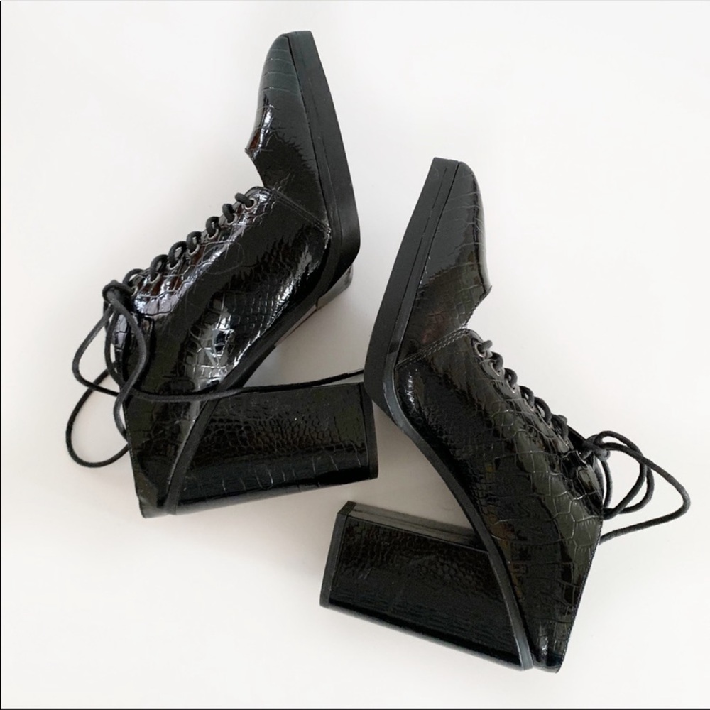 ASOS Overhead Lace Up Pointed Toe Block Heel Mules